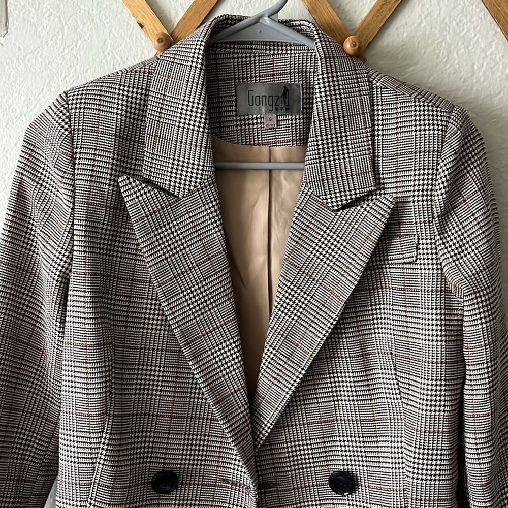 Vintage Eclectic Grandpa Plaid Double Breasted Blazer